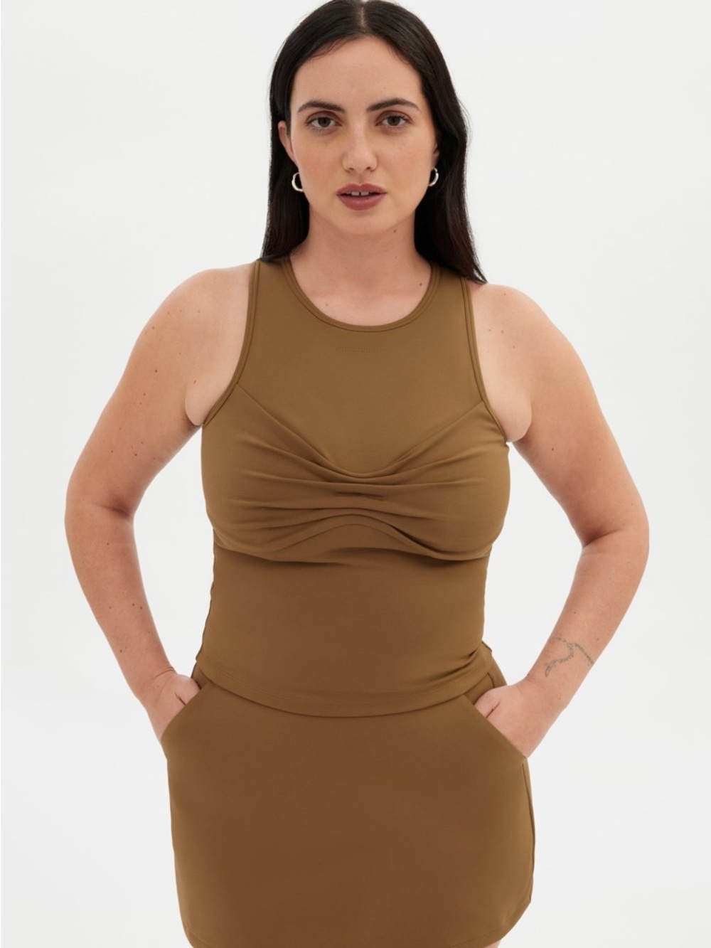 girlfriend collective beachwood Quinn tank and Lola mini skirt SET